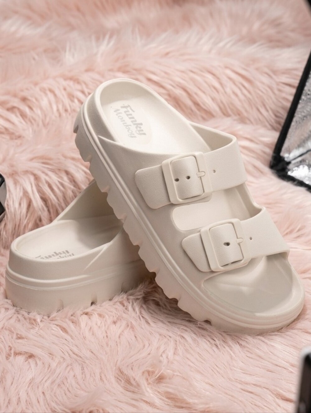 🤎 Light Beige Funky Monkey Platform Slides, Sz 8 (NWT)